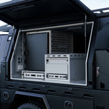 Bushman 85L Upright Fridge in 4x4 ute canopy fitout