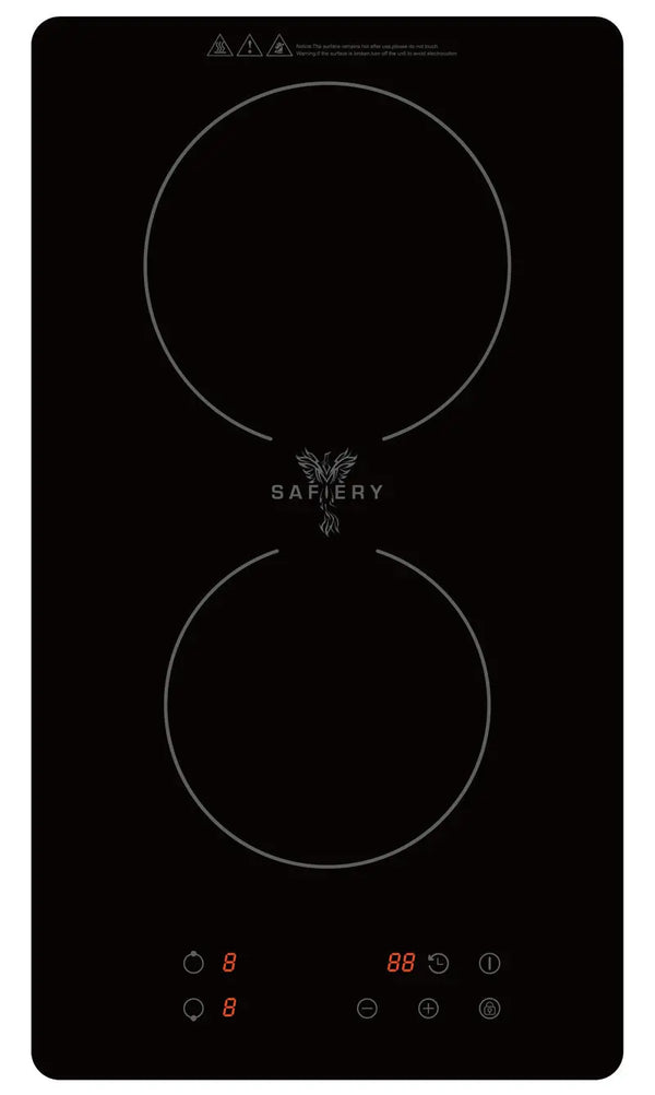 SAFIERY Induction Dual Hob Cooktop 2000W Rock Solid Trays & Canopies Australia