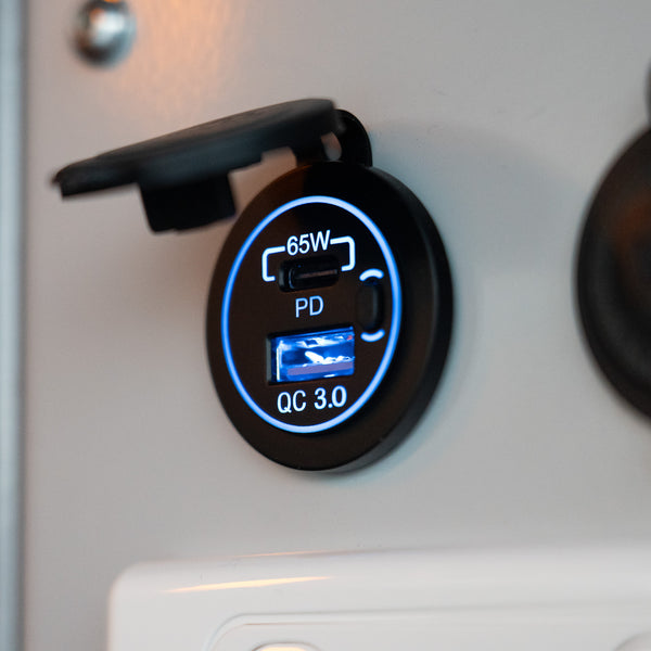 Rock Solid Dual Charge Socket — USB-A + 65W USB-C | 12V/24V