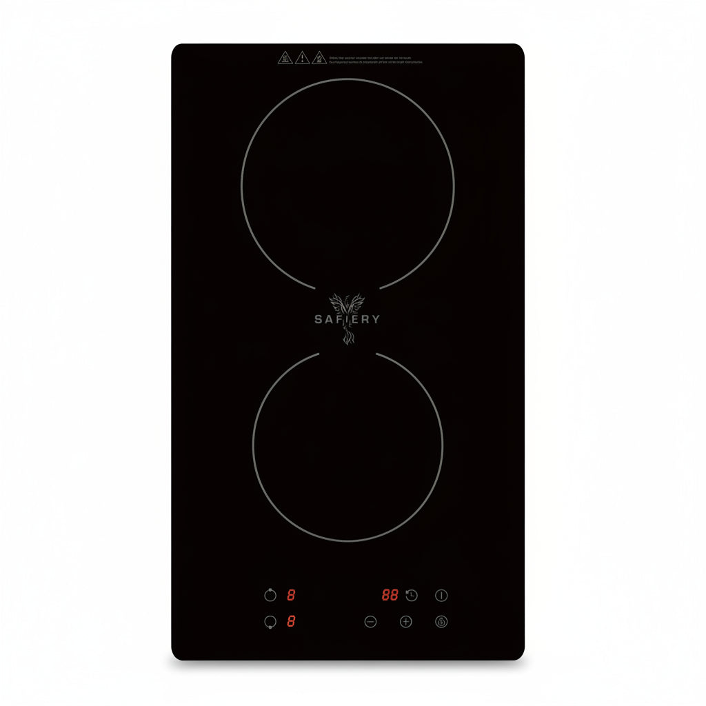 SAFIERY Induction Dual Hob Cooktop 2000W Rock Solid Trays & Canopies Australia