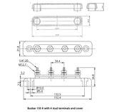 Victron Busbar 150 A with 4 terminals with cover Rock Solid Trays & Canopies Australia
